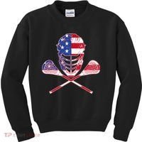 Lacrosse Sport Fan USA American Flag Kids Sweatshirt thumb 0