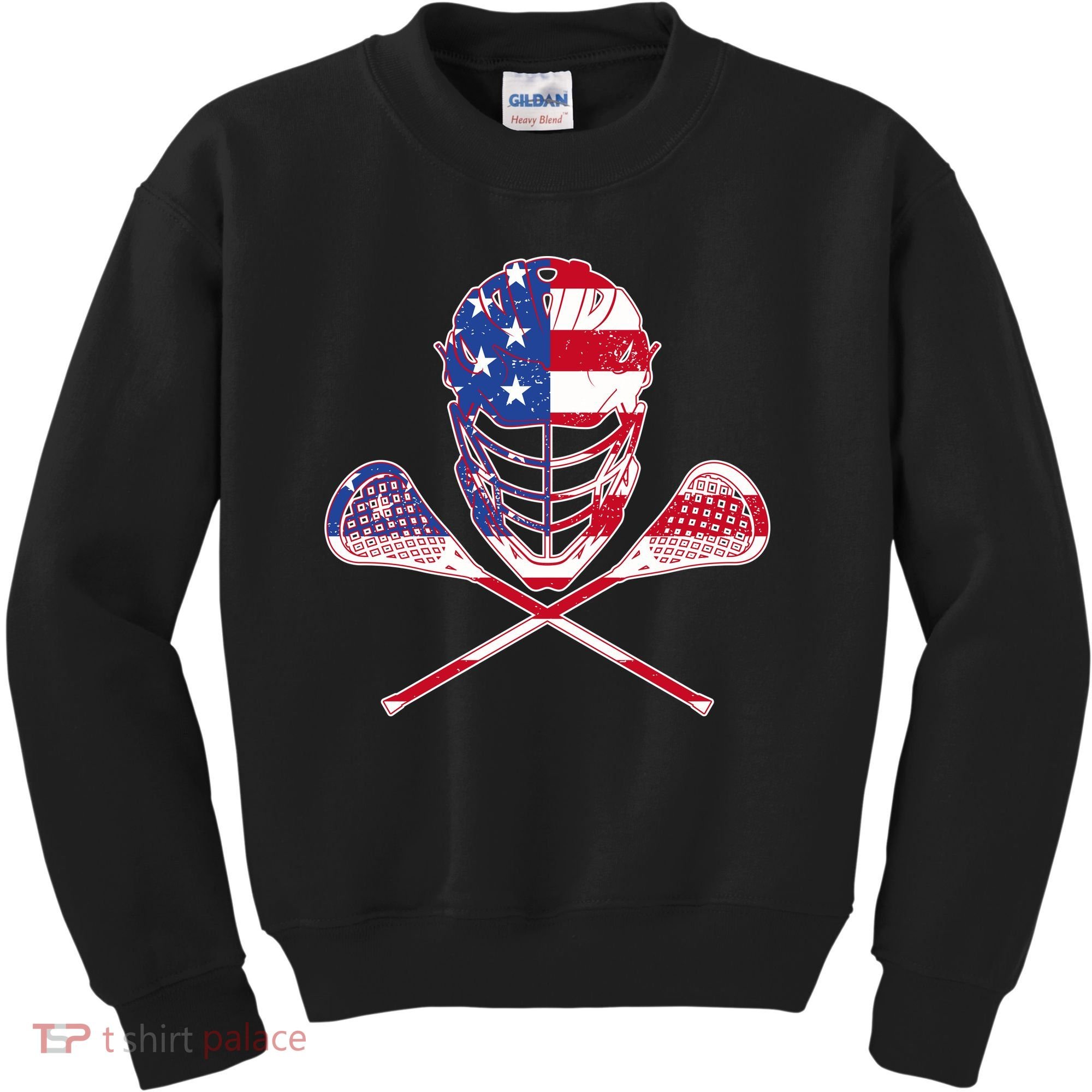 Lacrosse Sport Fan USA American Flag Kids Sweatshirt