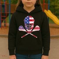 Lacrosse Sport Fan USA American Flag Kids Hoodie thumb 3