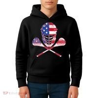 Lacrosse Sport Fan USA American Flag Kids Hoodie thumb 4