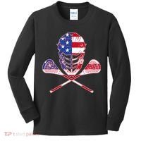 Lacrosse Sport Fan USA American Flag Kids Long Sleeve Shirt thumb 0