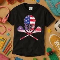 Lacrosse Sport Fan USA American Flag Kids T-Shirt thumb 3