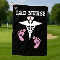 L And D Labor And Delivery Nurse Gift Golf Towel thumb 1