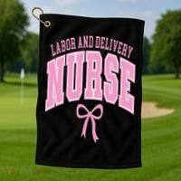 Labor And Delivery Nurse Coquette Bow Nursing Student Golf Towel thumb 1