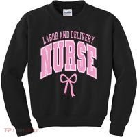 Labor And Delivery Nurse Coquette Bow Nursing Student Kids Sweatshirt thumb 0