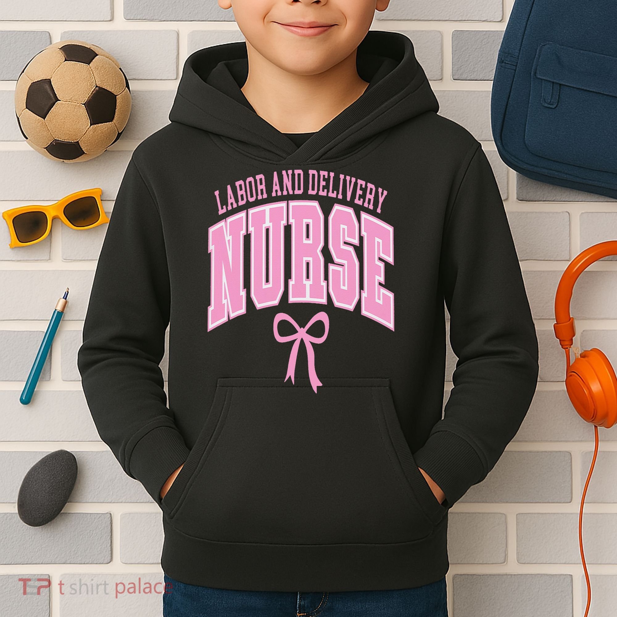 Labor And Delivery Nurse Coquette Bow Nursing Student Kids Hoodie
