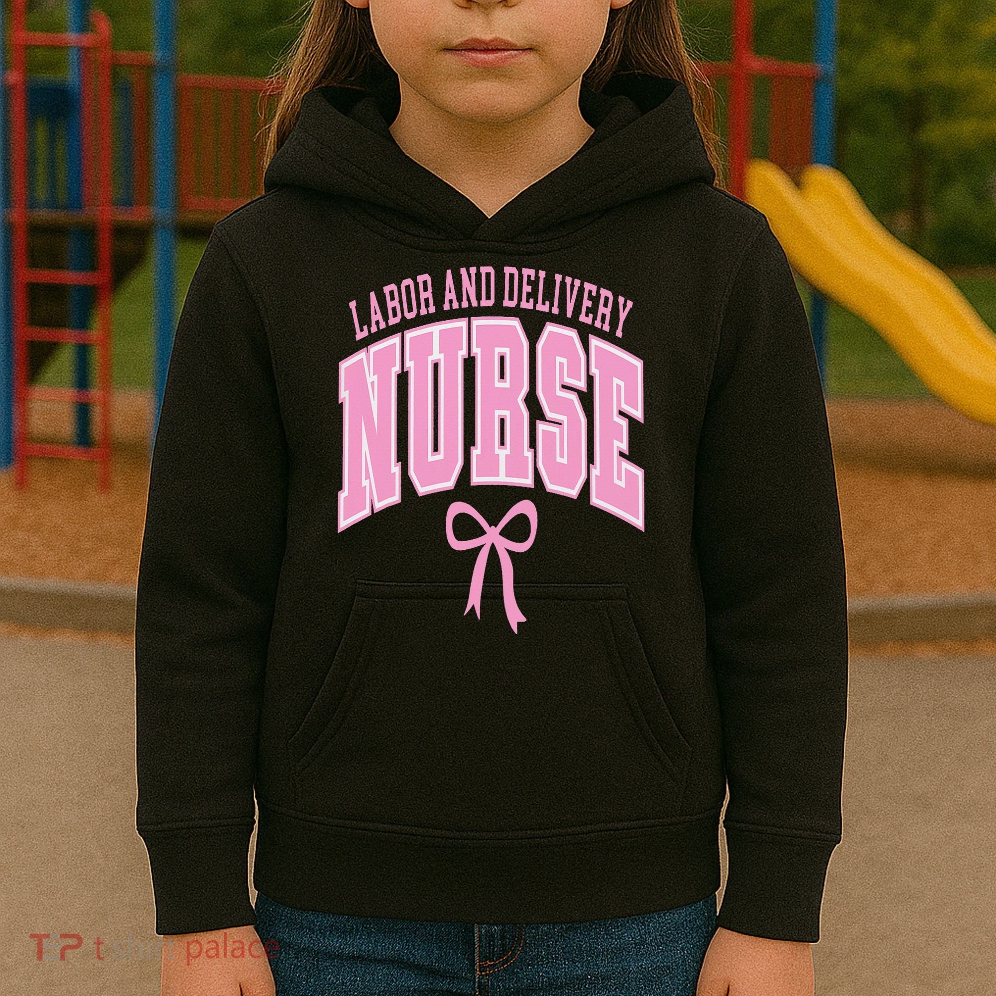 Labor And Delivery Nurse Coquette Bow Nursing Student Kids Hoodie