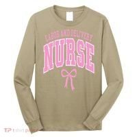 Labor And Delivery Nurse Coquette Bow Nursing Student Long Sleeve Shirt thumb 0