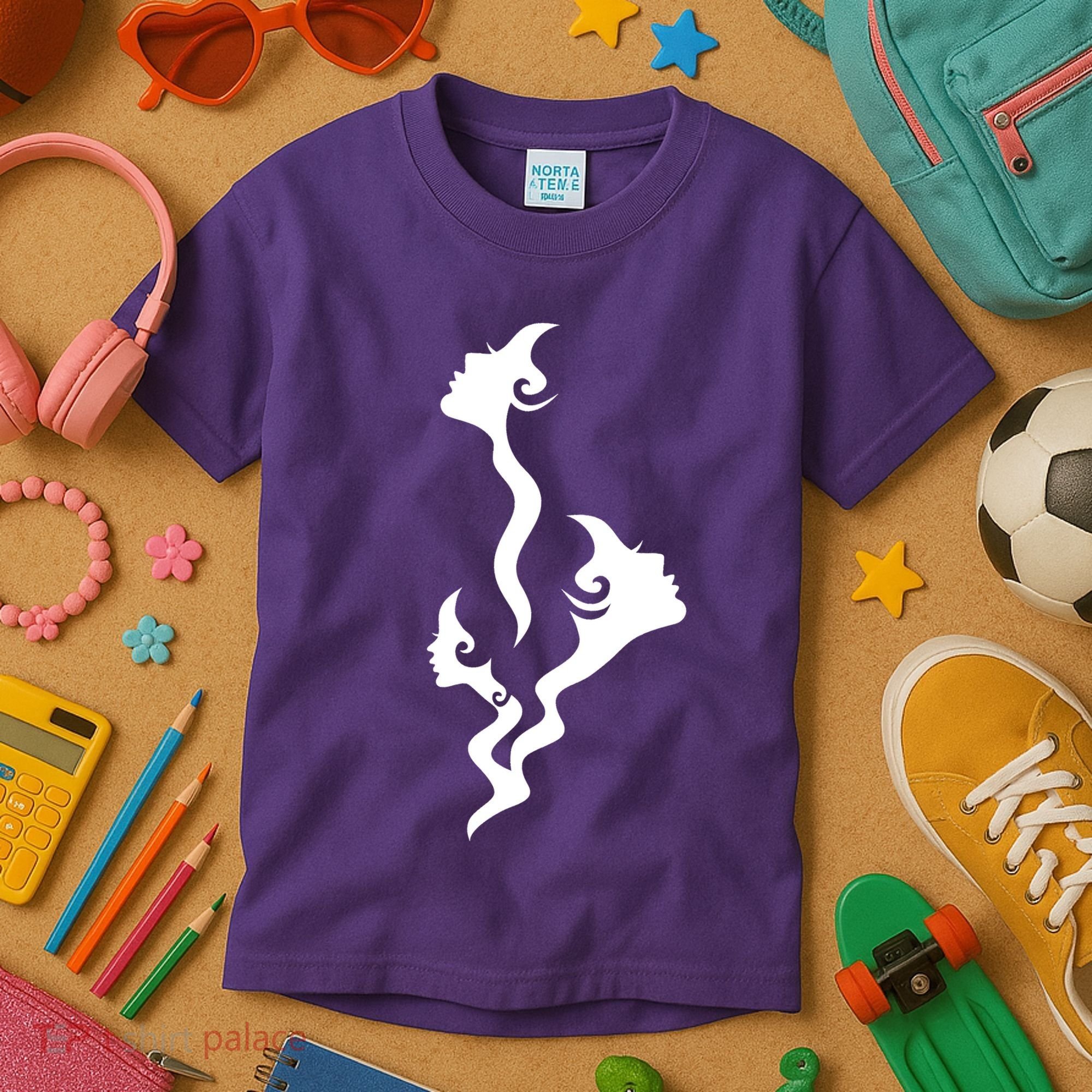 Lady Faces In Smoke Kids T-Shirt