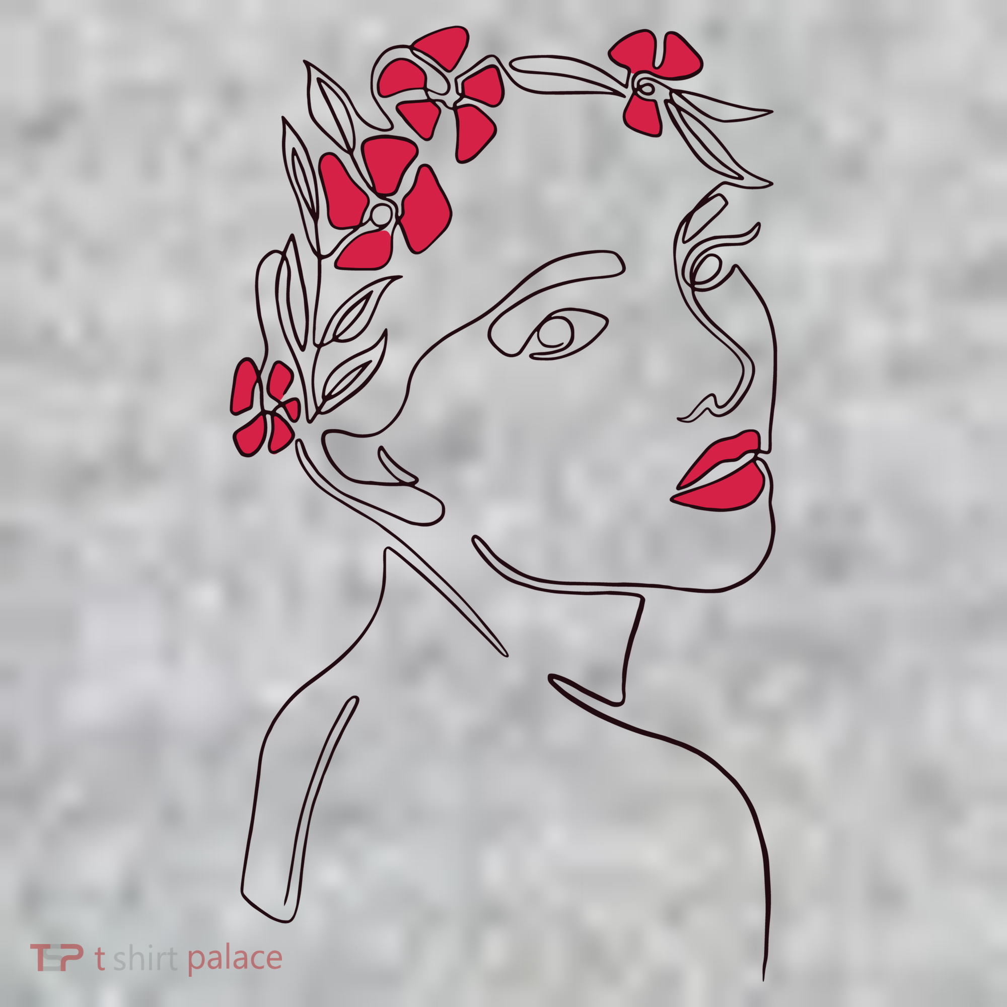Lady Floral Outline Illustration The Baniff Cuffed Pom Beanie