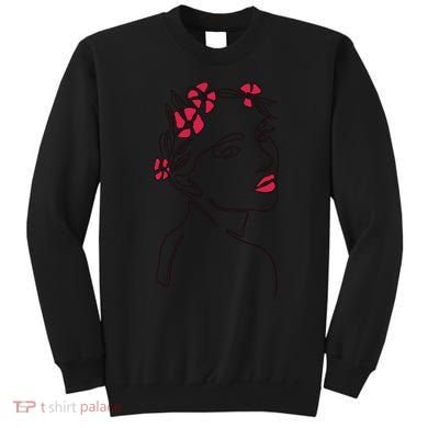 Lady Floral Outline Illustration Sweatshirt