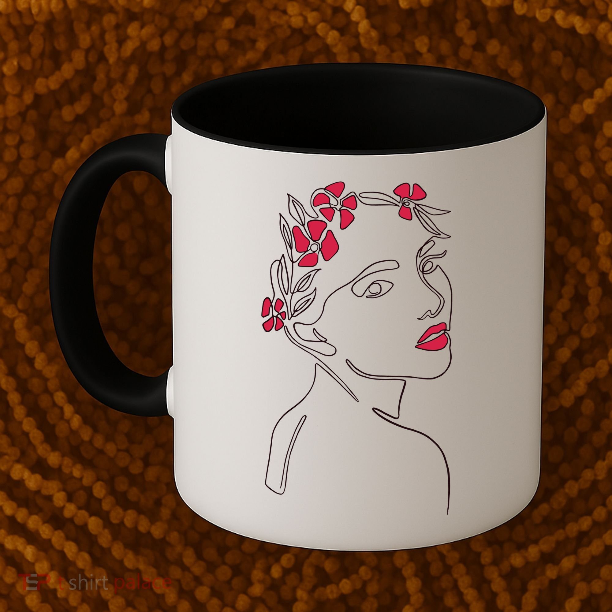 Lady Floral Outline Illustration Coffee Mug