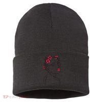 Lady Floral Outline Illustration Sustainable Knit Beanie thumb 0