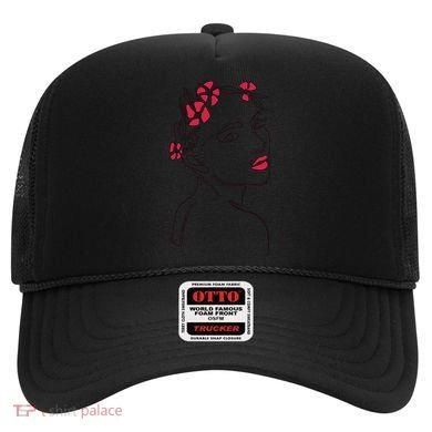 Lady Floral Outline Illustration Hat