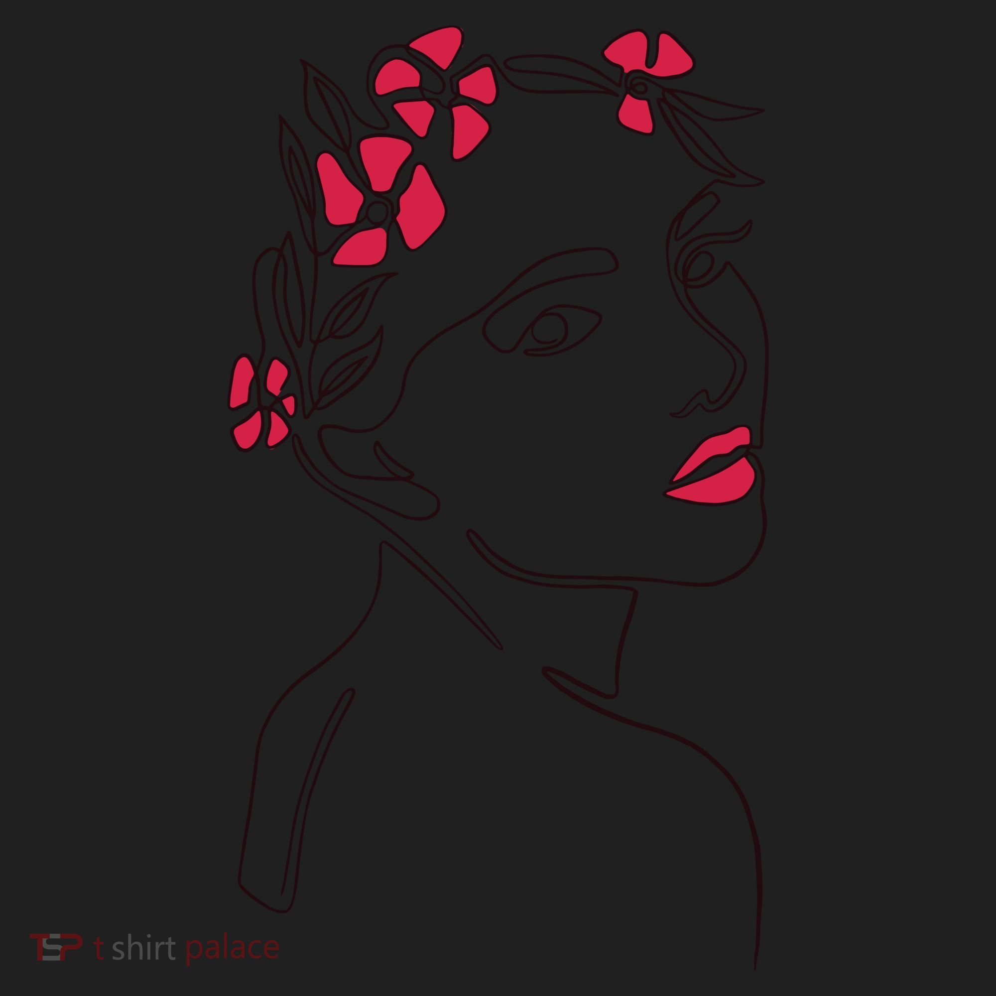 Lady Floral Outline Illustration Hat