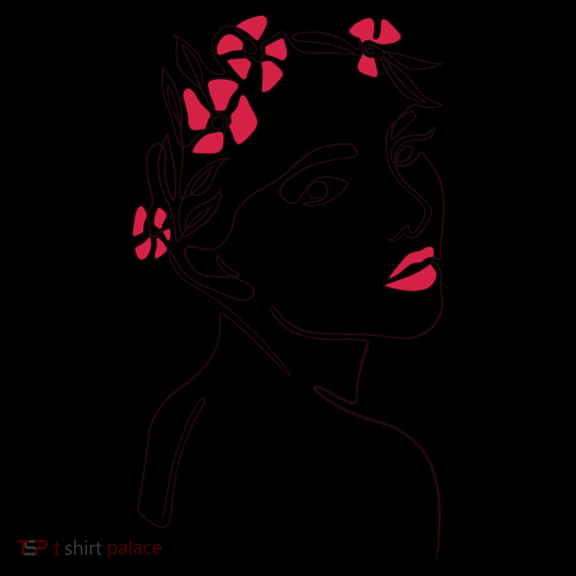 Lady Floral Outline Illustration Tank Top