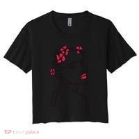 Lady Floral Outline Illustration Women's Crop Top Tee thumb 0