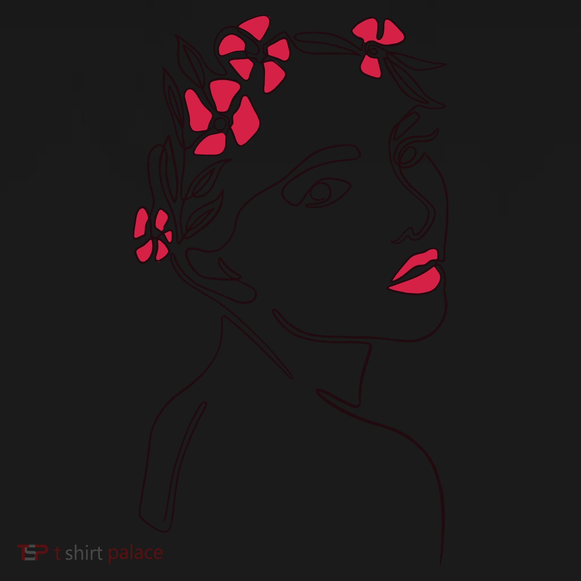 Lady Floral Outline Illustration Women's Long Sleeve Shirt
