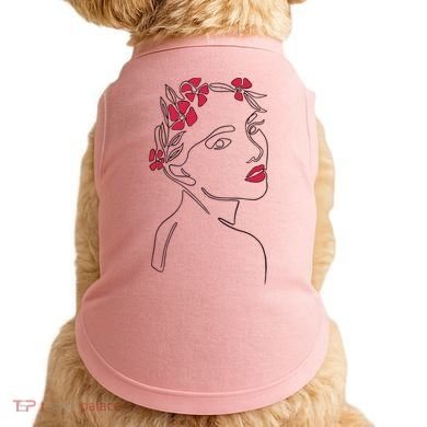 Lady Floral Outline Illustration Doggie Tank