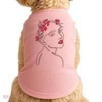 Lady Floral Outline Illustration Doggie Tank thumb 0
