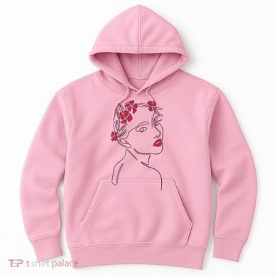 Lady Floral Outline Illustration Hoodie