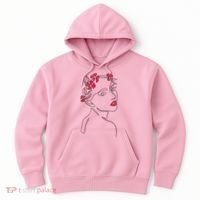 Lady Floral Outline Illustration Hoodie thumb 0