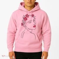 Lady Floral Outline Illustration Hoodie thumb 2