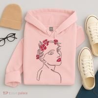 Lady Floral Outline Illustration Hoodie thumb 4