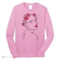 Lady Floral Outline Illustration Long Sleeve Shirt thumb 0