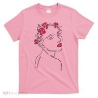 Lady Floral Outline Illustration T-Shirt thumb 0