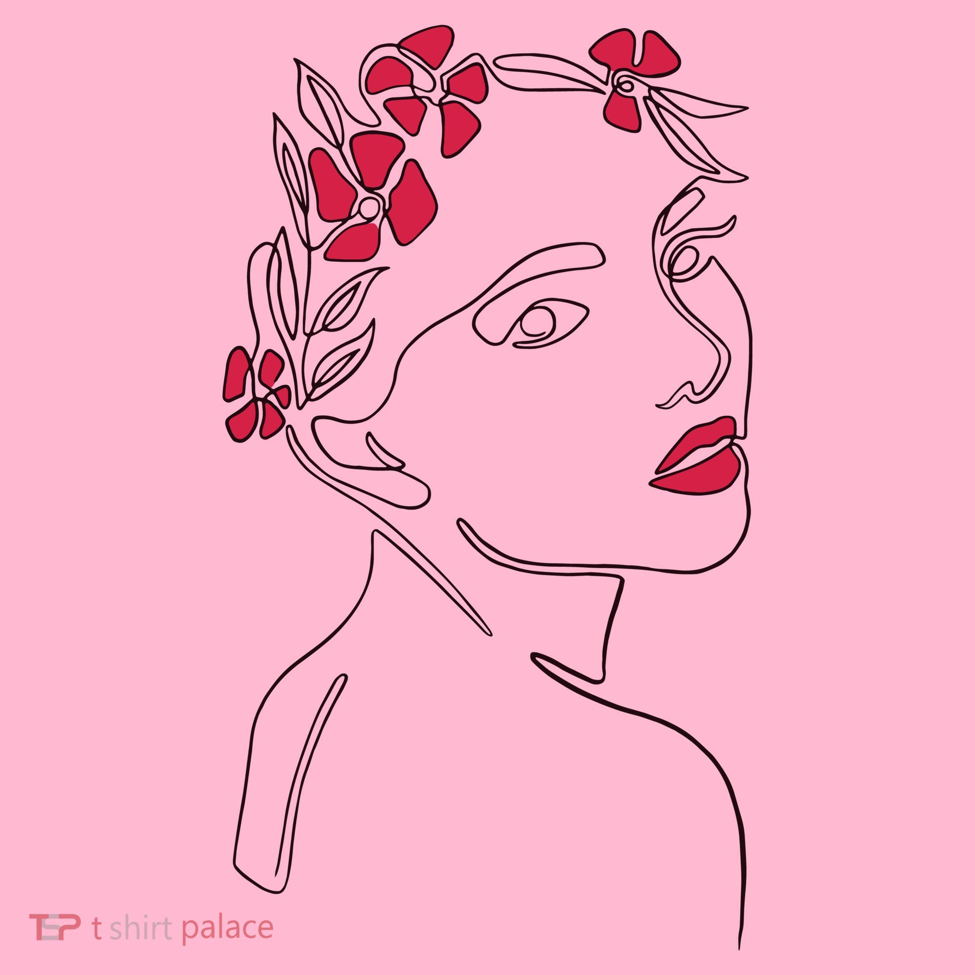Lady Floral Outline Illustration Coaster