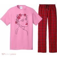 Lady Floral Outline Illustration Pajama Set thumb 0