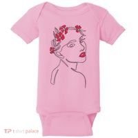 Lady Floral Outline Illustration Baby Bodysuit thumb 0