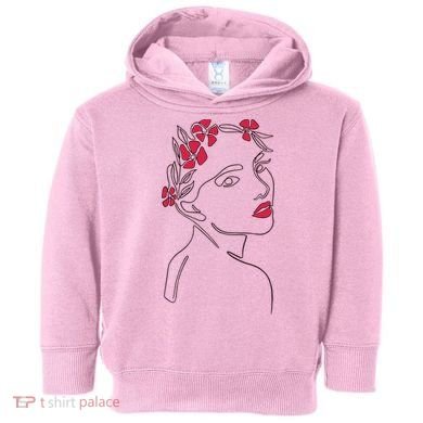 Lady Floral Outline Illustration Toddler Hoodie