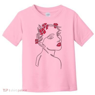 Lady Floral Outline Illustration Toddler T-Shirt