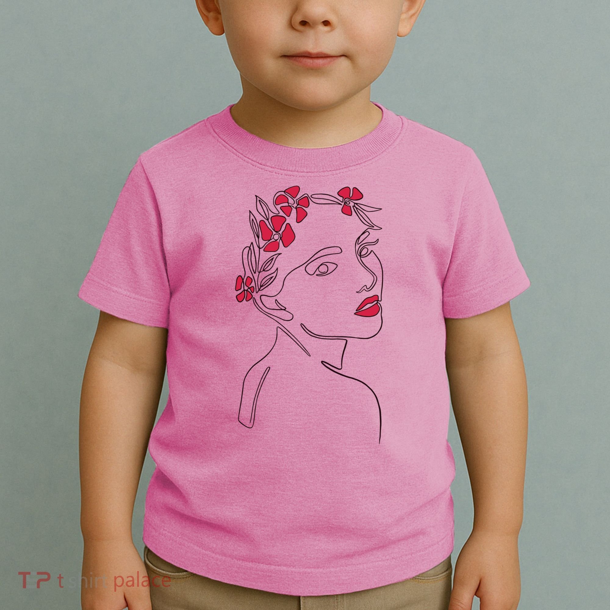 Lady Floral Outline Illustration Toddler T-Shirt