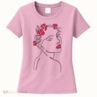 Lady Floral Outline Illustration Women's T-Shirt thumb 0