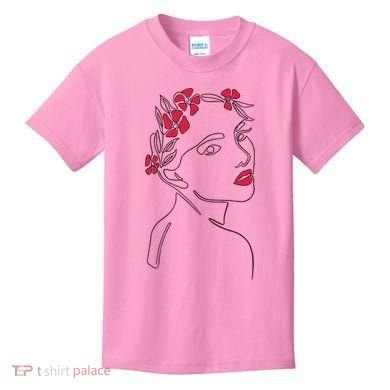 Lady Floral Outline Illustration Kids T-Shirt