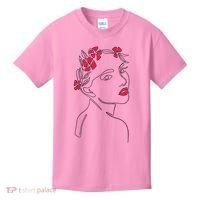 Lady Floral Outline Illustration Kids T-Shirt thumb 0