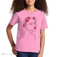 Lady Floral Outline Illustration Kids T-Shirt thumb 2