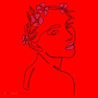 Lady Floral Outline Illustration Santa Hat thumb 1