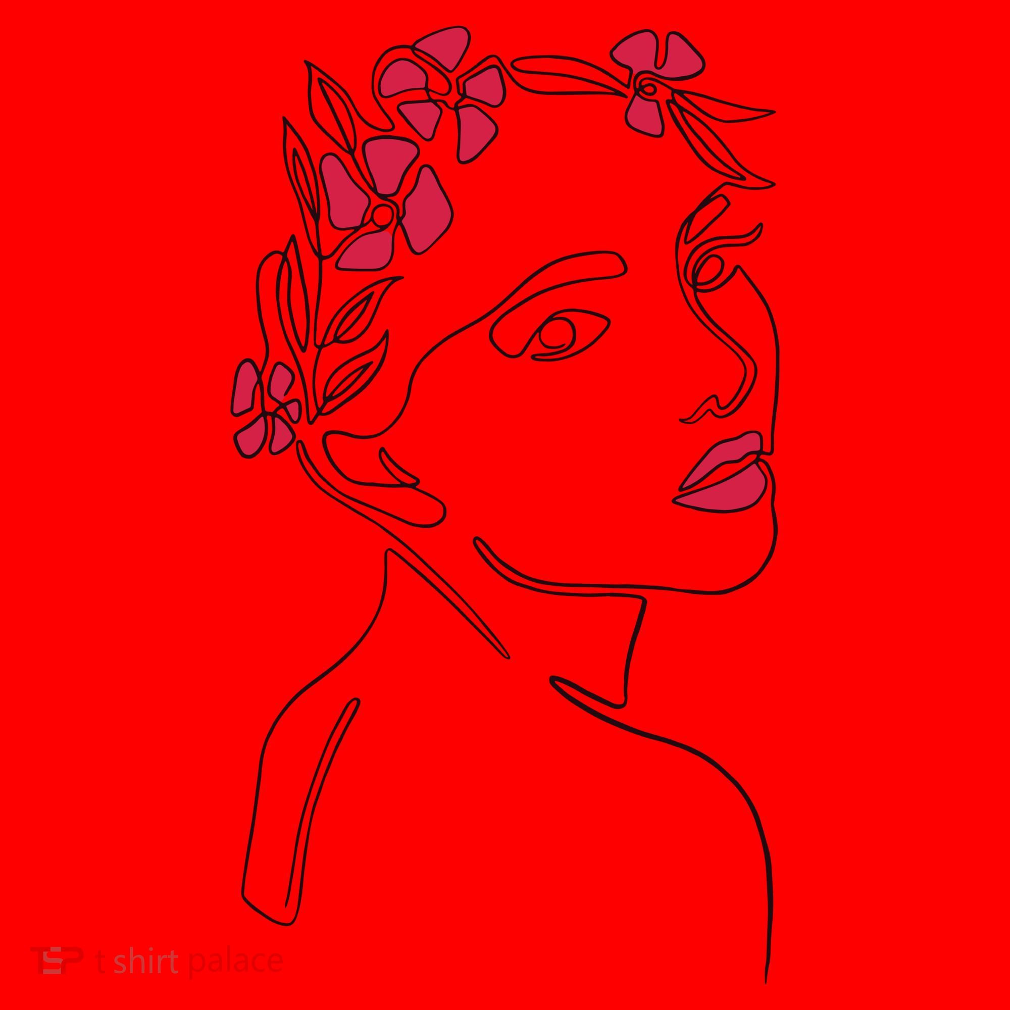 Lady Floral Outline Illustration Santa Hat