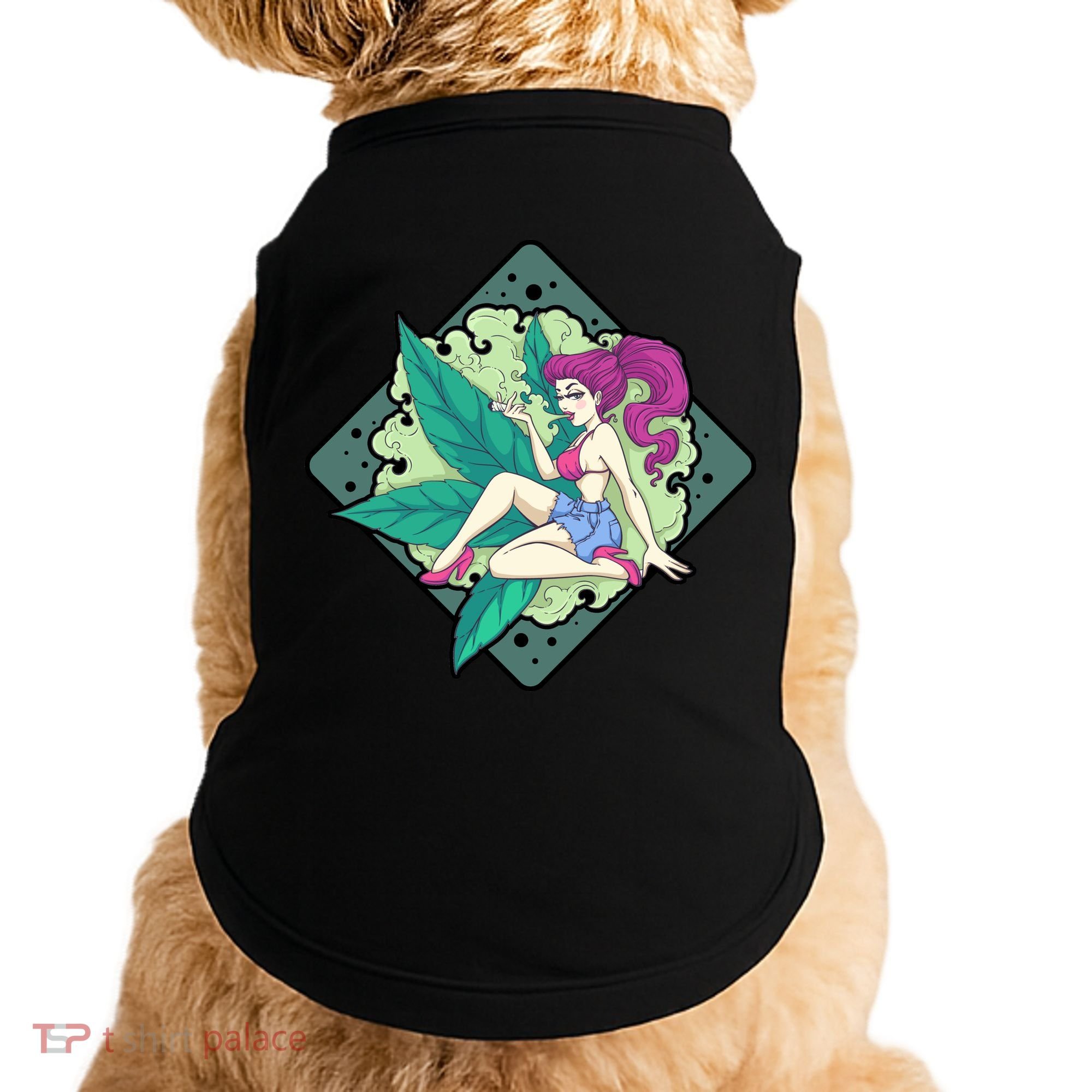 Lady Smoking Cannabis Diamond Doggie Tank