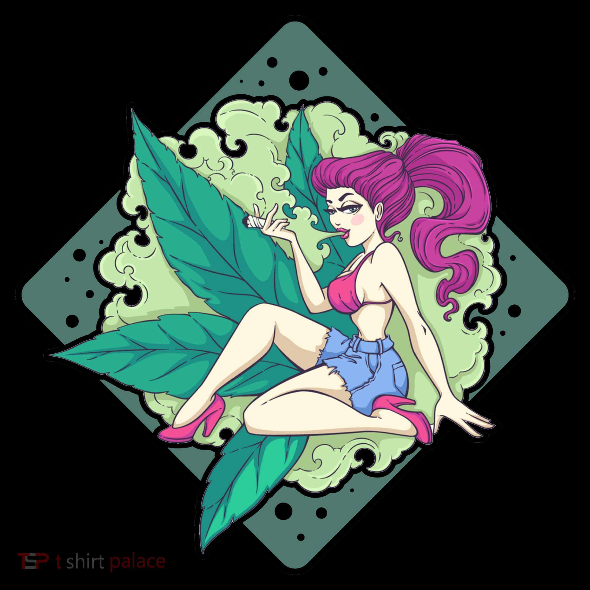 Lady Smoking Cannabis Diamond USA-Made Doggie Bandana