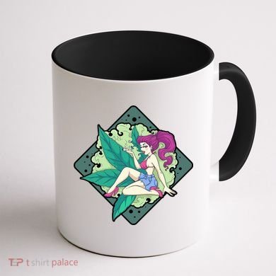 Lady Smoking Cannabis Diamond Coffee Mug back