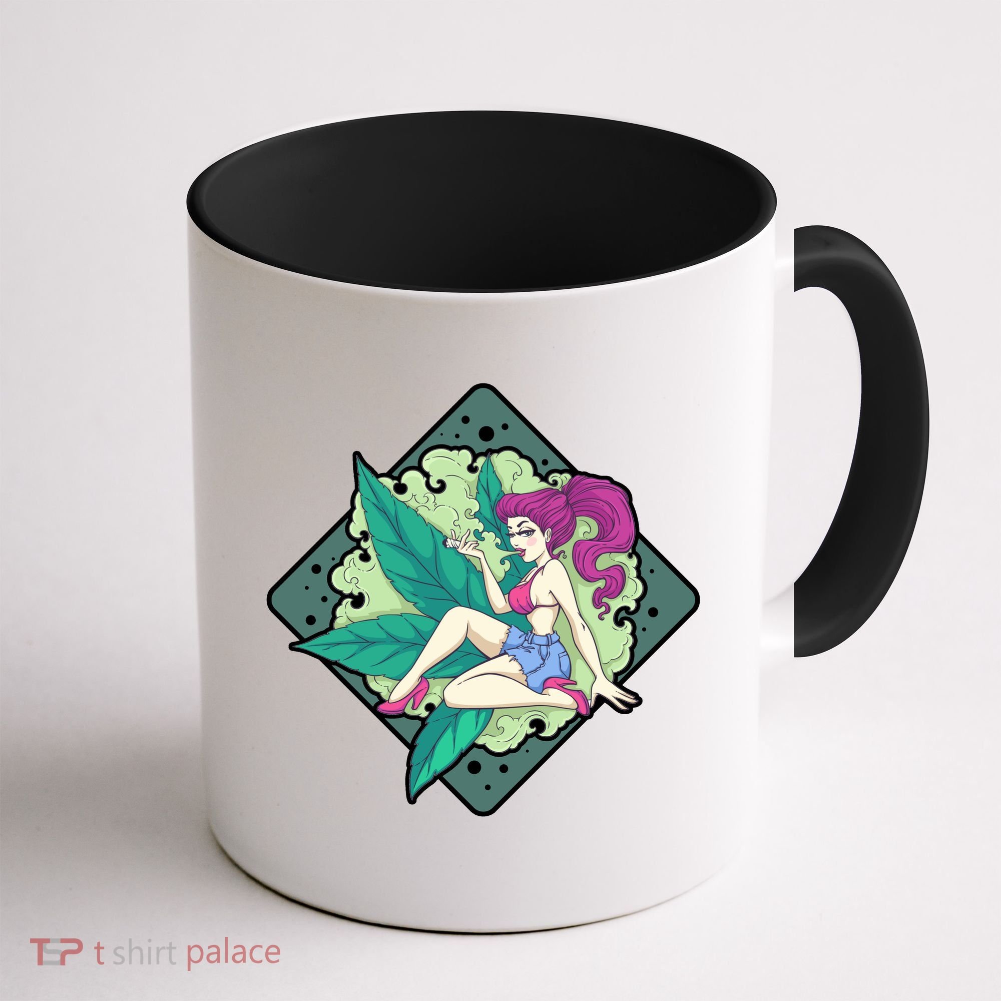 Lady Smoking Cannabis Diamond Coffee Mug
