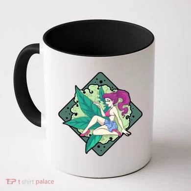 Lady Smoking Cannabis Diamond Coffee Mug