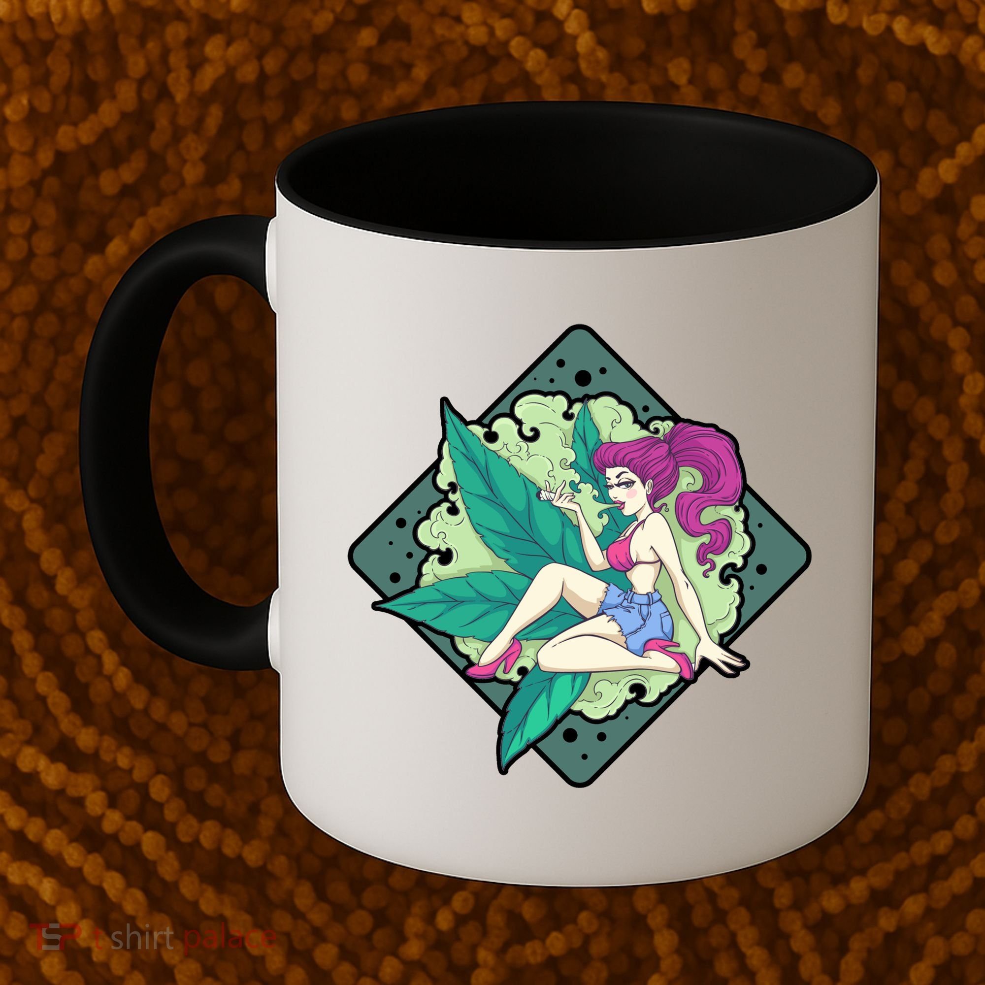 Lady Smoking Cannabis Diamond Coffee Mug