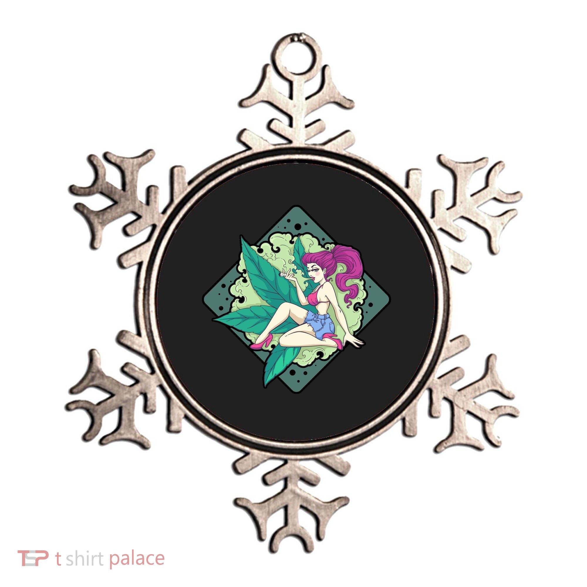 Lady Smoking Cannabis Diamond Ornament