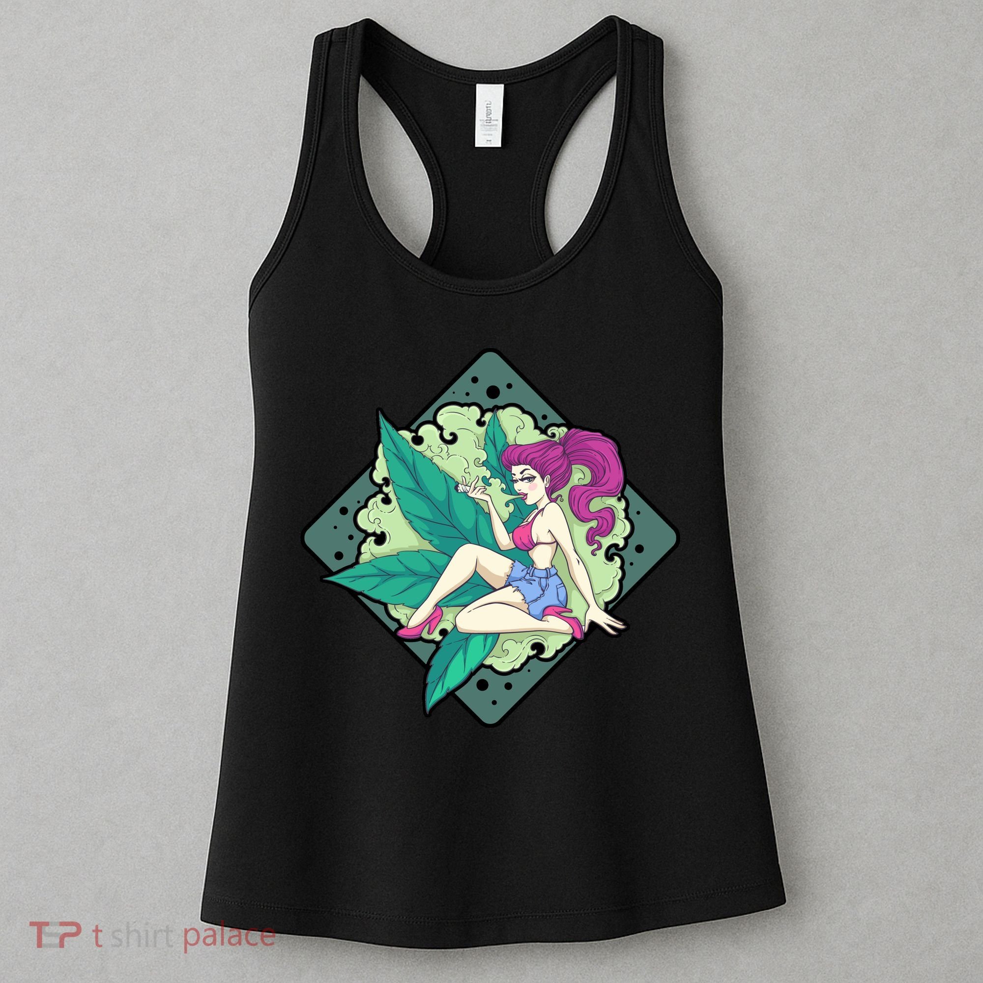 Lady Smoking Cannabis Diamond Women's Tank Top